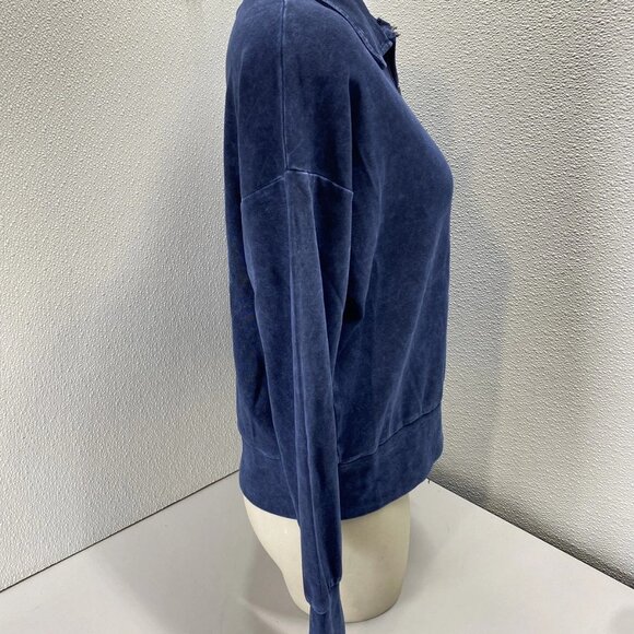 Hard Tail Forever Women’s Collar Half-Zip Mineral Wash Shirt – Blue – Size L - Picture 3 of 10